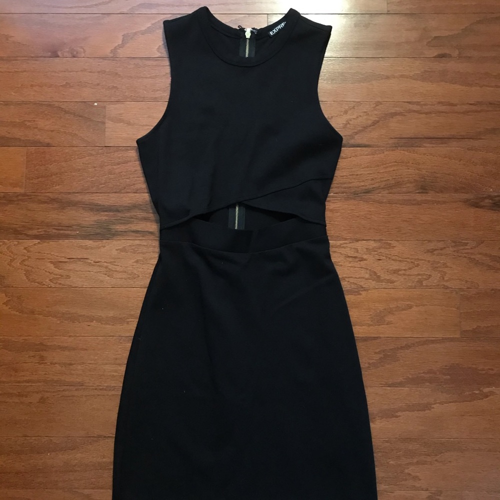 Mini black dress with mid section cut out